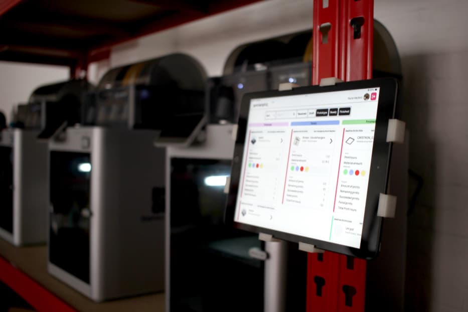 Tablet kiosk setup in workshop